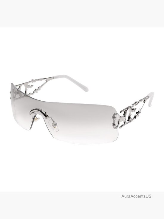 Rectangular Rimless Y2K Sunglasses Vintage Flame Metal Frame UV400 main image 5